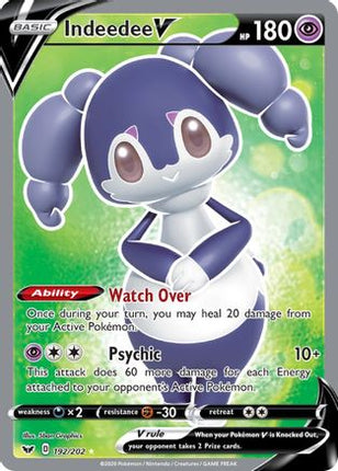 Indeedee V (Full Art) - 192/202 [SWSH01: Sword & Shield Base Set] Holofoil