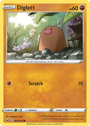 Diglett - 92/202 [SWSH01: Sword & Shield Base Set] Reverse Holofoil