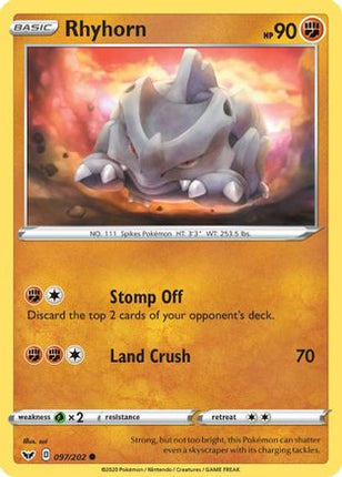 Rhyhorn (097) - 97/202 [SWSH01: Sword & Shield Base Set] Reverse Holofoil