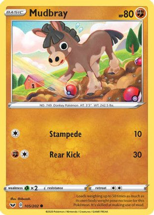 Mudbray - 105/202 [SWSH01: Sword & Shield Base Set] Reverse Holofoil
