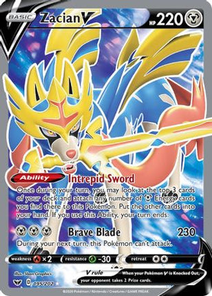 Zacian V (Full Art) - 195/202 [SWSH01: Sword & Shield Base Set] Holofoil