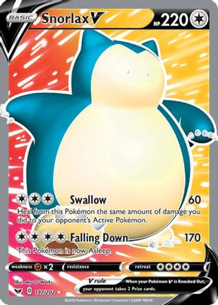 Snorlax V (Full Art) - 197/202 [SWSH01: Sword & Shield Base Set] Holofoil