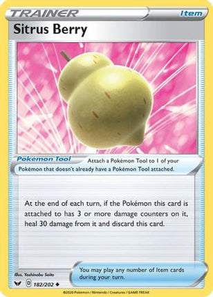 Sitrus Berry - 182/202 [SWSH01: Sword & Shield Base Set] Reverse Holofoil