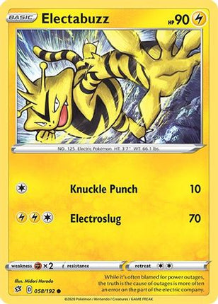 Electabuzz - 58/192 [SWSH02: Rebel Clash] Reverse Holofoil