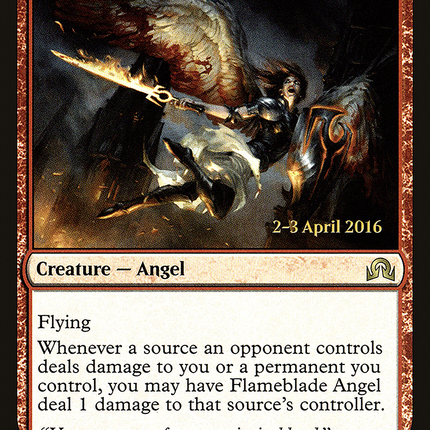 Flameblade Angel [Shadows over Innistrad Promos] Prerelease Foil