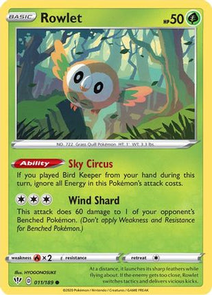 Rowlet - 11/189 [SWSH03: Darkness Ablaze] Reverse Holofoil