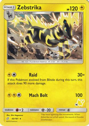 Zebstrika (# Pikachu Stamped) 45/181 - Battle Academy