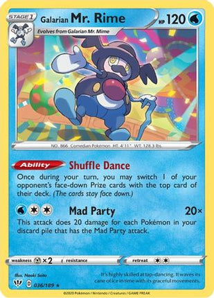 Galarian Mr. Rime - 36/189 [SWSH03: Darkness Ablaze] Reverse Holofoil