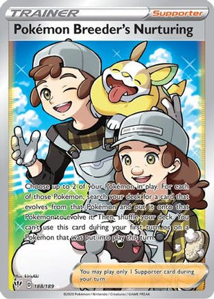 Pokemon Breeder's Nurturing (Full Art) - 188/189 [SWSH03: Darkness Ablaze] Holofoil