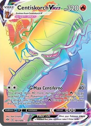 Centiskorch VMAX (Secret) - 191/189 [SWSH03: Darkness Ablaze] Holofoil