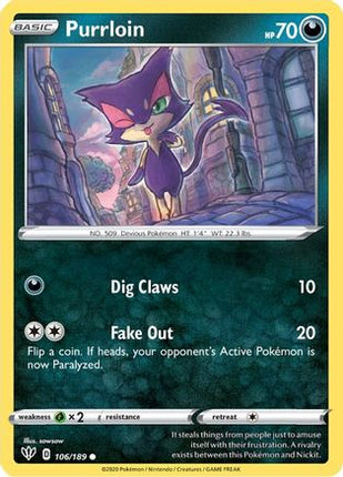 Purrloin - 106/189 [SWSH03: Darkness Ablaze]