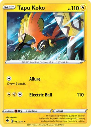 Tapu Koko - 61/189 [SWSH03: Darkness Ablaze] Holofoil