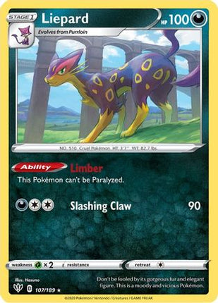 Liepard - 107/189 [SWSH03: Darkness Ablaze] Reverse Holofoil