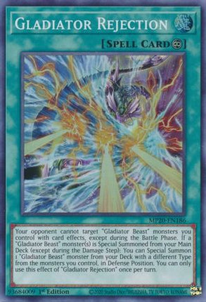 Gladiator Rejection (Super Rare) [MP20-EN186] 1st Edition