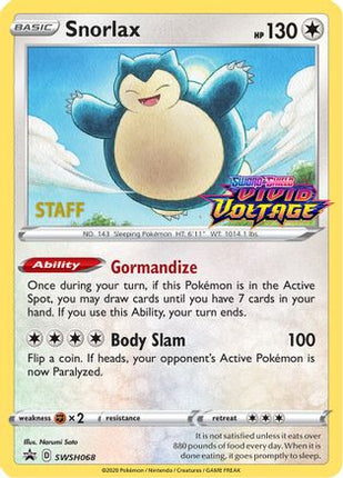 Snorlax - SWSH068 (Prerelease) [Staff] - null/null [SWSH: Sword & Shield Promo Cards] Holofoil