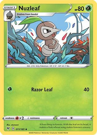 Nuzleaf - 11/185 [SWSH04: Vivid Voltage] Reverse Holofoil