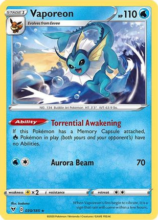 Vaporeon - 30/185 [SWSH04: Vivid Voltage] Reverse Holofoil