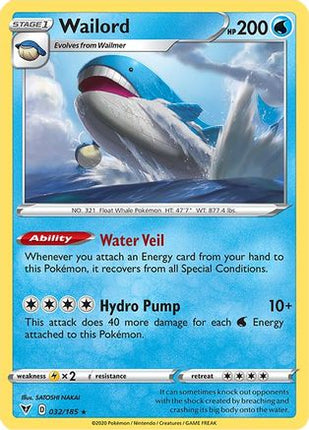 Wailord - 32/185 [SWSH04: Vivid Voltage] Reverse Holofoil