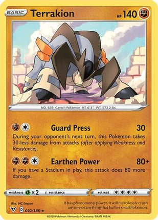 Terrakion - 92/185 [SWSH04: Vivid Voltage] Reverse Holofoil