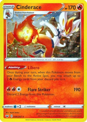 Cinderace - 034/202 (Cosmos Holo) [Miscellaneous Cards & Products] Holofoil