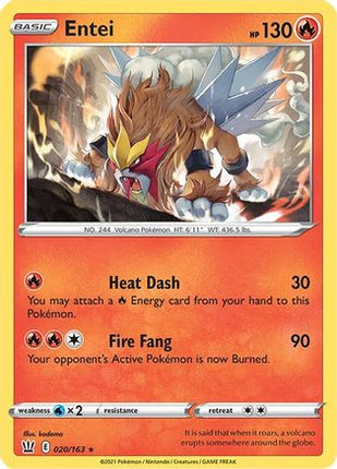 Entei - 20/163 [SWSH05: Battle Styles] Holofoil