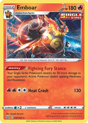 Emboar - 25/163 [SWSH05: Battle Styles] Holofoil