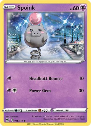 Spoink - 55/163 [SWSH05: Battle Styles] Reverse Holofoil