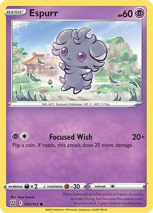 Espurr - 60/163 [SWSH05: Battle Styles] Reverse Holofoil