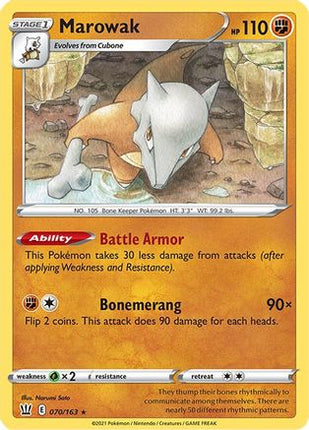 Marowak - 70/163 [SWSH05: Battle Styles] Reverse Holofoil