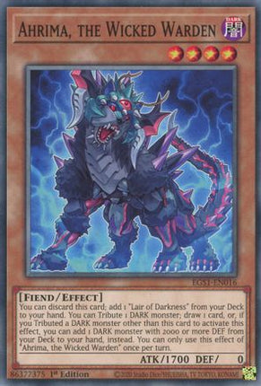 Ahrima, the Wicked Warden (Common / Short Print) [EGS1-EN016] Egyptian God Deck: Slifer the Sky Dragon 1st Edition