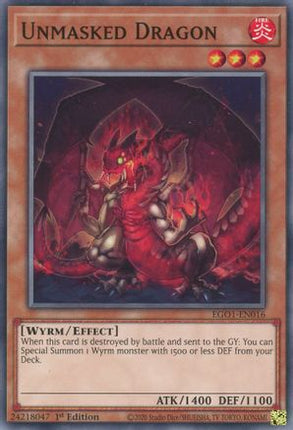 Unmasked Dragon (Common / Short Print) [EGO1-EN016] Egyptian God Deck: Obelisk the Tormentor 1st Edition
