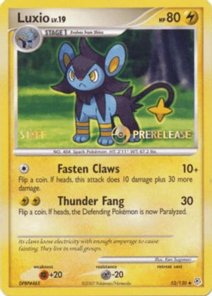 Luxio (52/130) (Prerelease Promo Staff) [Nintendo: Black Star Promos]