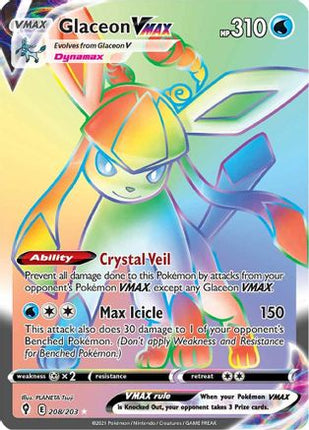 Glaceon VMAX (Secret) - 208/203 [SWSH07: Evolving Skies] Holofoil