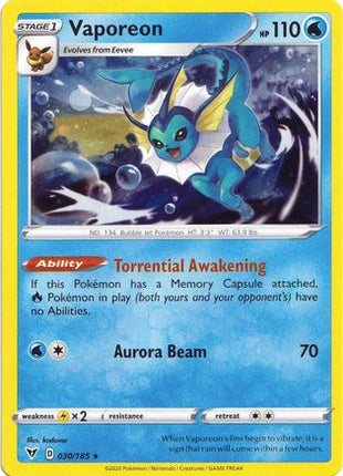 Vaporeon - 030/185 (Cosmos Holo) [Miscellaneous Cards & Products] Holofoil