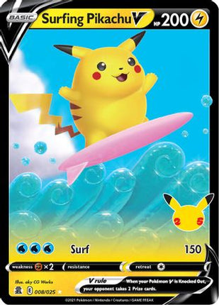 Surfing Pikachu V - 8/025 [Celebrations] Holofoil