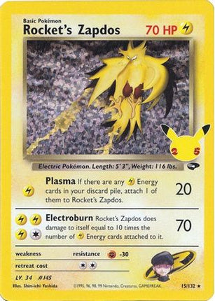Rocket's Zapdos - 15/132 [Celebrations: Classic Collection] Holofoil