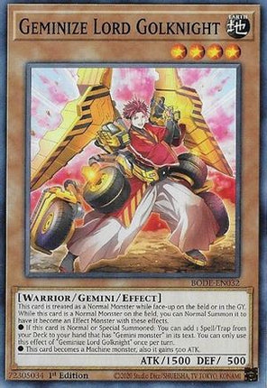Geminize Lord Golknight (Common / Short Print) [BODE-EN032] 1st Edition
