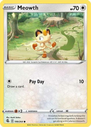 Meowth - 199/264 [SWSH08: Fusion Strike] Reverse Holofoil
