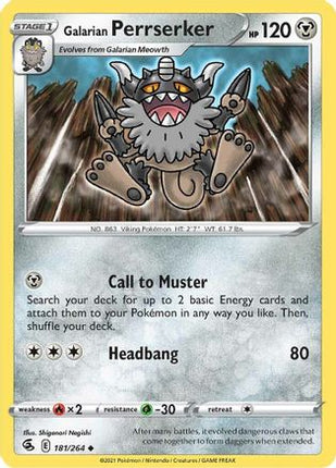 Galarian Perrserker - 181/264 [SWSH08: Fusion Strike] Reverse Holofoil