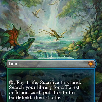 Misty Rainforest (Borderless) (Dragonscale Foil) [Special Guests] Foil