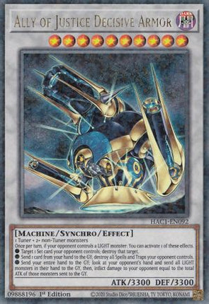 Ally of Justice Decisive Armor (Duel Terminal) (Duel Terminal Technology Ultra Rare) [HAC1-EN092] 1st Edition