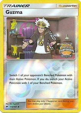 Guzma - 115/147 (Regional Championships) [Staff] [League & Championship Cards] Reverse Holofoil