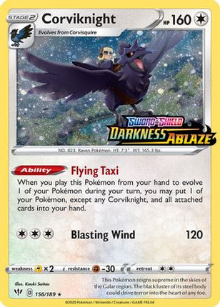 Corviknight - 156/189 (Darkness Ablaze Stamped) [Miscellaneous Cards & Products] Holofoil