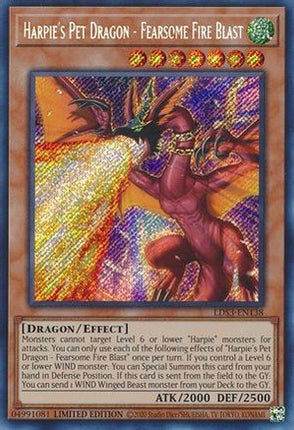 Harpie's Pet Dragon - Fearsome Fire Blast (Secret Rare) [LDS3-EN138] Limited