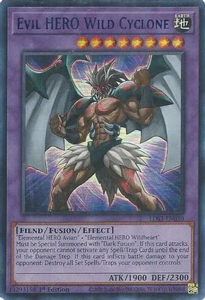 Evil HERO Wild Cyclone (Blue) (Ultra Rare) [LDS3-EN030] 1st Edition