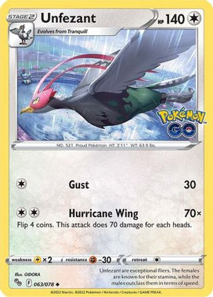 Unfezant - 63/null [Pokemon GO] Reverse Holofoil