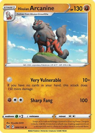 Hisuian Arcanine - 84/null [SWSH11: Lost Origin] Reverse Holofoil