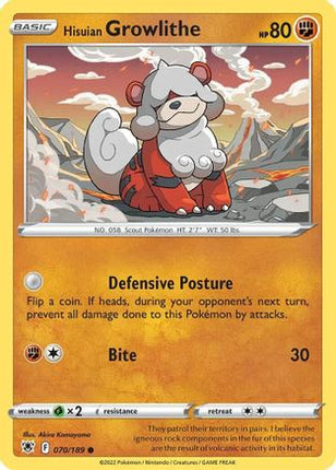 Hisuian Growlithe - 070/189 (Cosmos Holo) [Deck Exclusives] Holofoil
