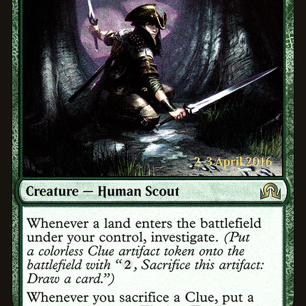 Tireless Tracker [Shadows over Innistrad Promos] Prerelease Foil