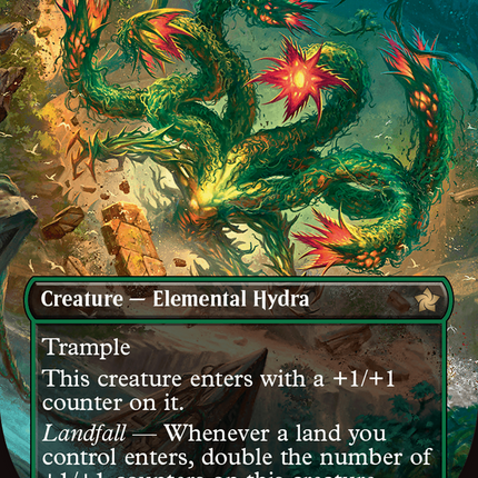 Mossborn Hydra (Borderless) [Foundations] Foil